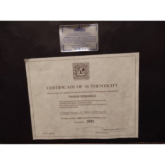 Trisha Romance “Christmas at the Cottage” Signed w/ COA Framed Print 33x25 - Picture 7 of 9